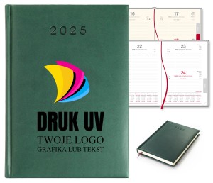 Kalendarz książkowy dzienny A5 Tuscon zielony NADRUK UV