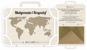 Kartka Na Ślub Wesele Koperta Walizka Drewniana PERSONALIZACJA