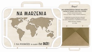 Kartka walizka PREZENT na 20 30 40 50 URODZINY pudełko koperta na pieniądze