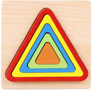 Drewniany sorter edukacyjny Montessori: figury geometryczne TRÓJKĄT