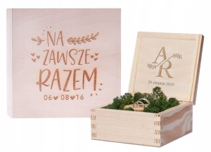 Rustykalne pudełko na obrączki grawer mech G32