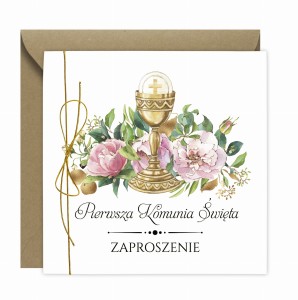 Zaproszenie na Komunię Świętą Koperta sznurek ZK9