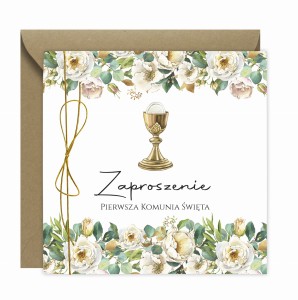 Zaproszenie na Komunię Świętą Koperta sznurek ZK10