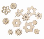 ZESTAW drewnianych dekoracji MIX kwiatki listki