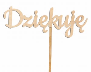 Napis pik topper DZIĘKUJĘ ślub szkoła 5szt 12cm