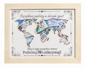RAMKA MAPA PIENIĄDZE ŻYCZENIA PREZENT 18 URODZINY
