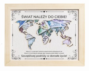 Prezent 18 RAMKA NA PIENIĄDZE mapa urodziny 3D R121
