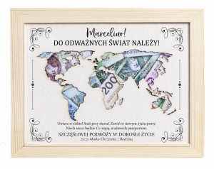 RAMKA MAPA PIENIĄDZE PREZENT 18 URODZINY IMIĘ R13