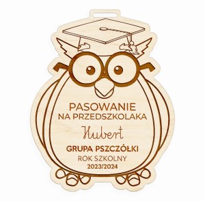 MEDAL PASOWANIE NA PRZEDSZKOLAKA PREZENT SOWA IMIĘ