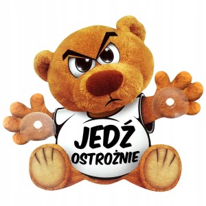 MIŚ Przyssawka na szybę samochodu JEDŹ OSTROŻNIE!